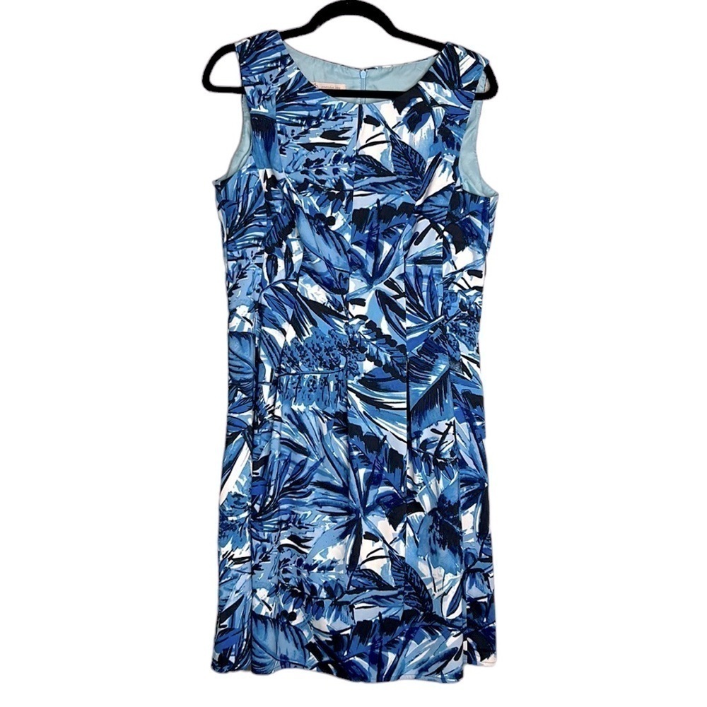 CB Established 1962 Blue Tropical Print Sleeveless Midi Dress‎ Size 12